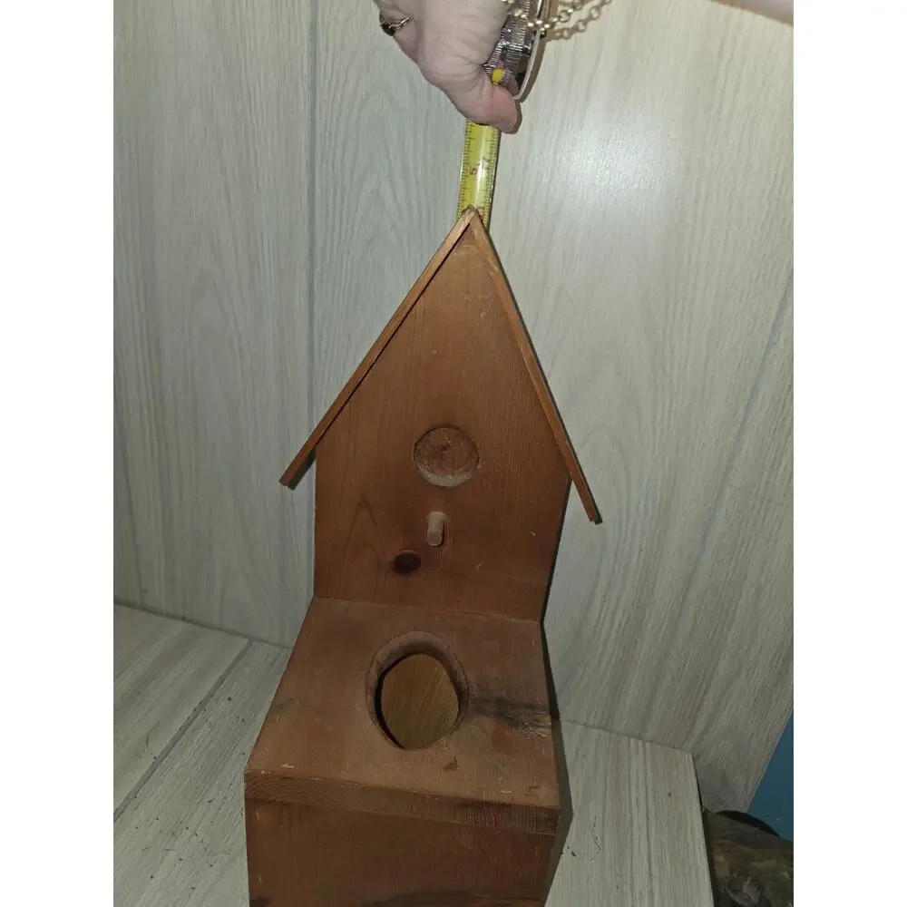 Vtg Wood Bird House Handmade Tissue Box Cover Farmhouse Cottagecore Country